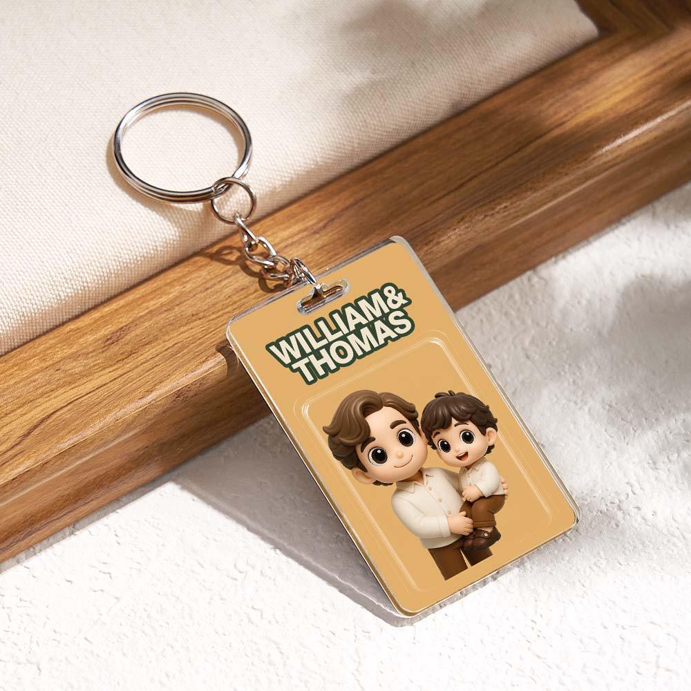 Custom Action Figure Pack Packaging Toy Box Style Art Gift Personalized Acrylic Keychain Gift for Dad Father's Day Gift