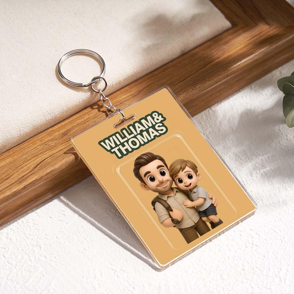 Custom Action Figure Pack Packaging Toy Box Style Art Gift Personalized Acrylic Keychain Gift for Dad Father's Day Gift