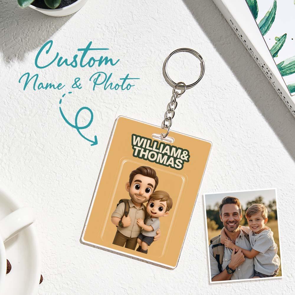 Custom Action Figure Pack Packaging Toy Box Style Art Gift Personalized Acrylic Keychain Gift for Dad Father's Day Gift