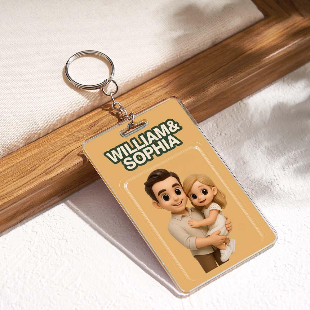 Custom Action Figure Pack Packaging Toy Box Style Art Gift Personalized Acrylic Keychain Gift for Dad Father's Day Gift