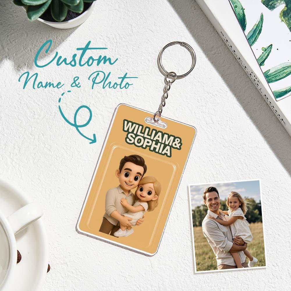 Custom Action Figure Pack Packaging Toy Box Style Art Gift Personalized Acrylic Keychain Gift for Dad Father's Day Gift