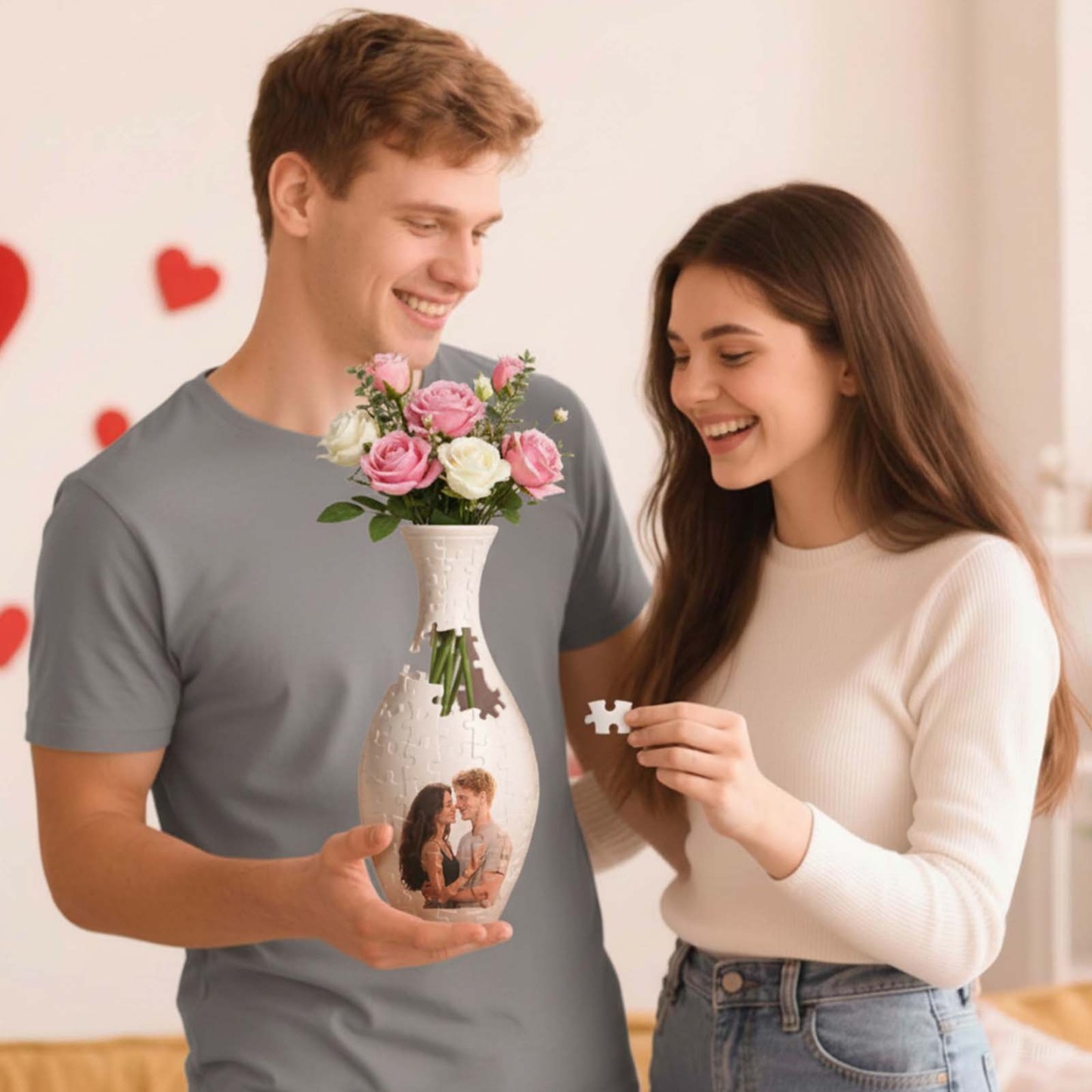 Custom Photo 3D Puzzle Planter Vase for Home Decoration 160 Pieces DIY Flower Vase Perfect Housewarming Gift