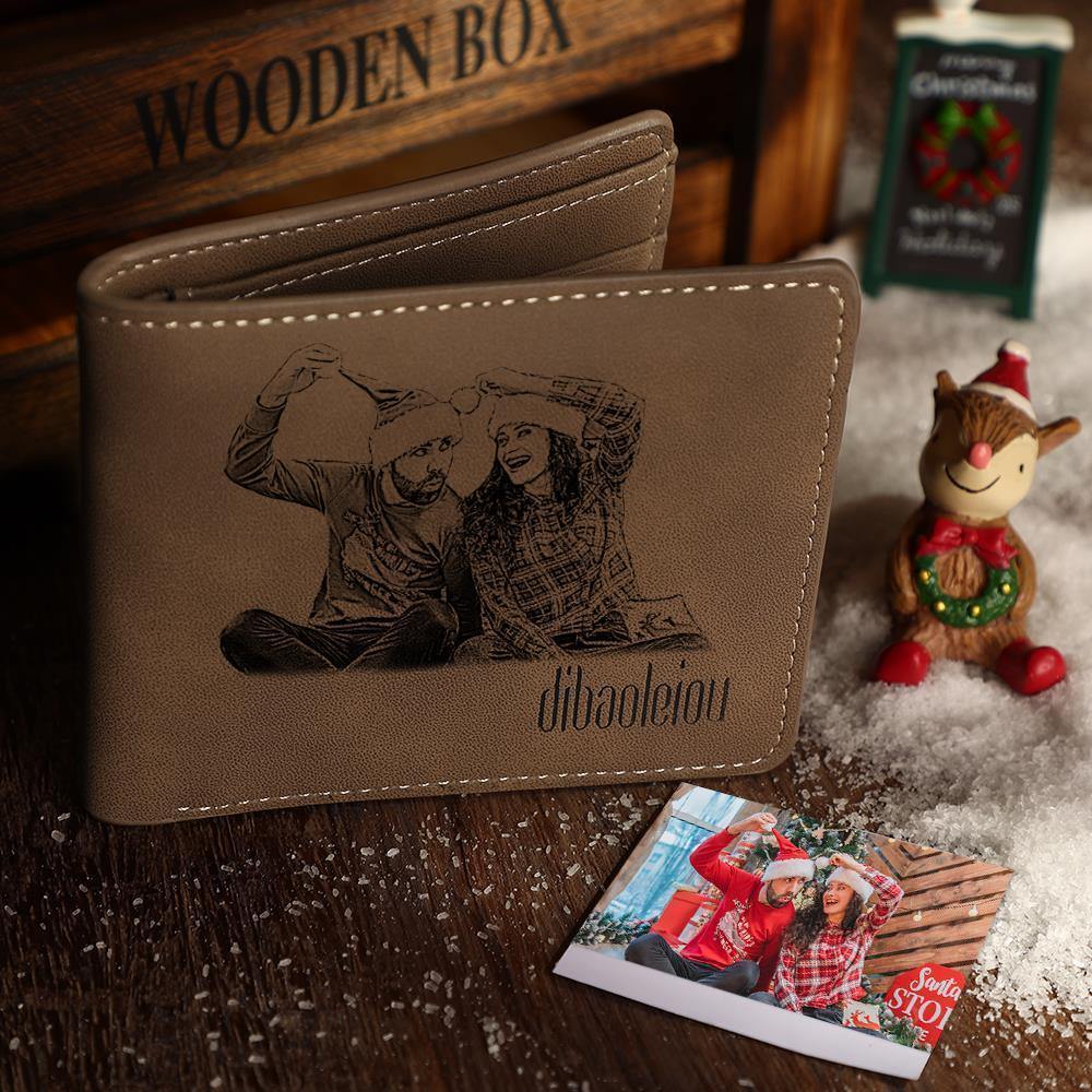 Custom Photo Engraved Short Wallet Father's Day Presents For New Dads From Wife - firstfathersdaygifts