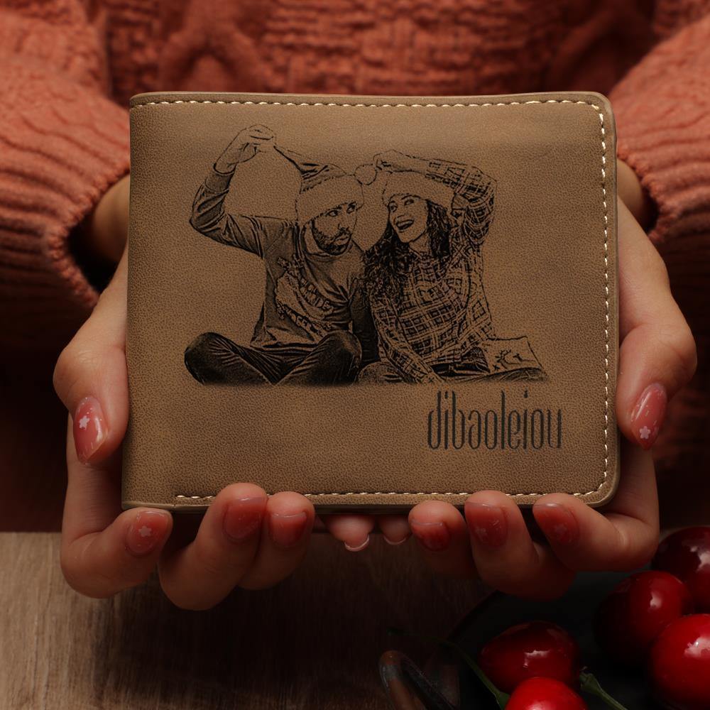 Custom Photo Engraved Short Wallet Father's Day Presents For New Dads From Wife - firstfathersdaygifts