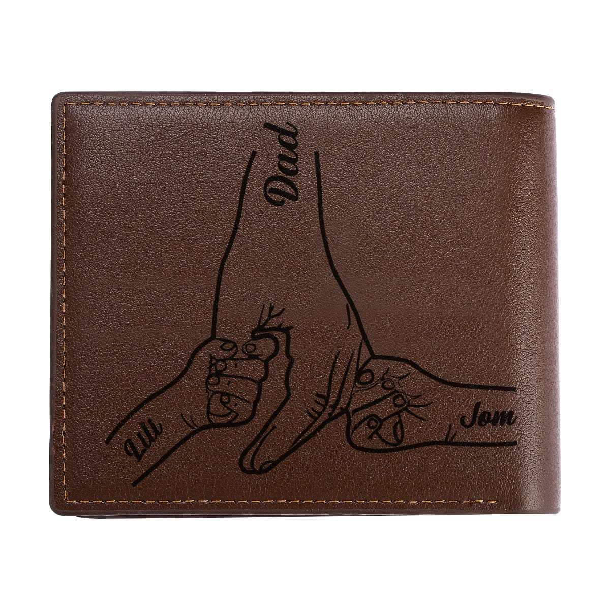 Custom Photo Engraved Leather Wallet Father's Day Gift for Dad - Giftlab