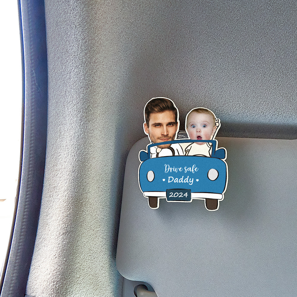 Personalized Drive Safe Daddy Car Visor Clip Custom Wooden Car Visor Clip Best Gifts for Him Father's Day Gift