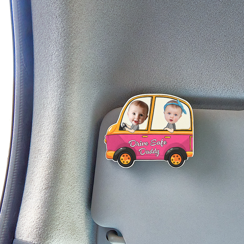 Personalized Drive Safe Daddy Car Visor Clip Custom Wooden Car Visor Clip Best Gifts for Him Father's Day Gift