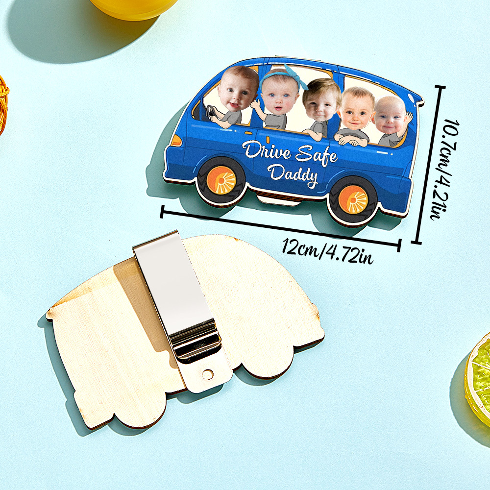 Personalized Drive Safe Daddy Car Visor Clip Custom Wooden Car Visor Clip Best Gifts for Him Father's Day Gift