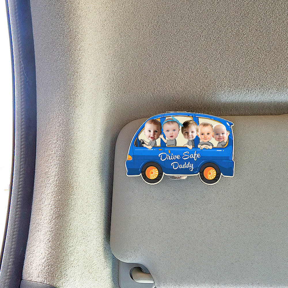 Personalized Drive Safe Daddy Car Visor Clip Custom Wooden Car Visor Clip Best Gifts for Him Father's Day Gift