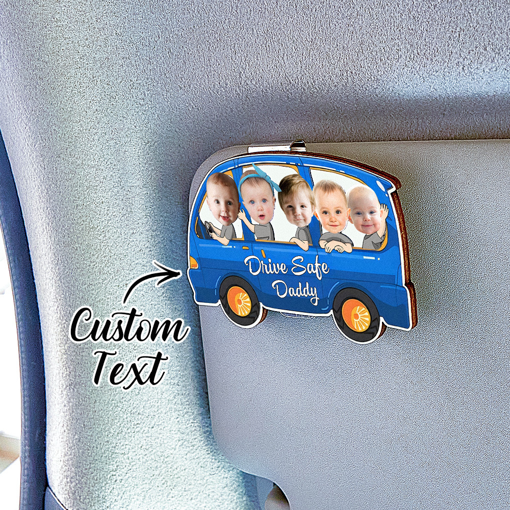 Personalized Drive Safe Daddy Car Visor Clip Custom Wooden Car Visor Clip Best Gifts for Him Father's Day Gift