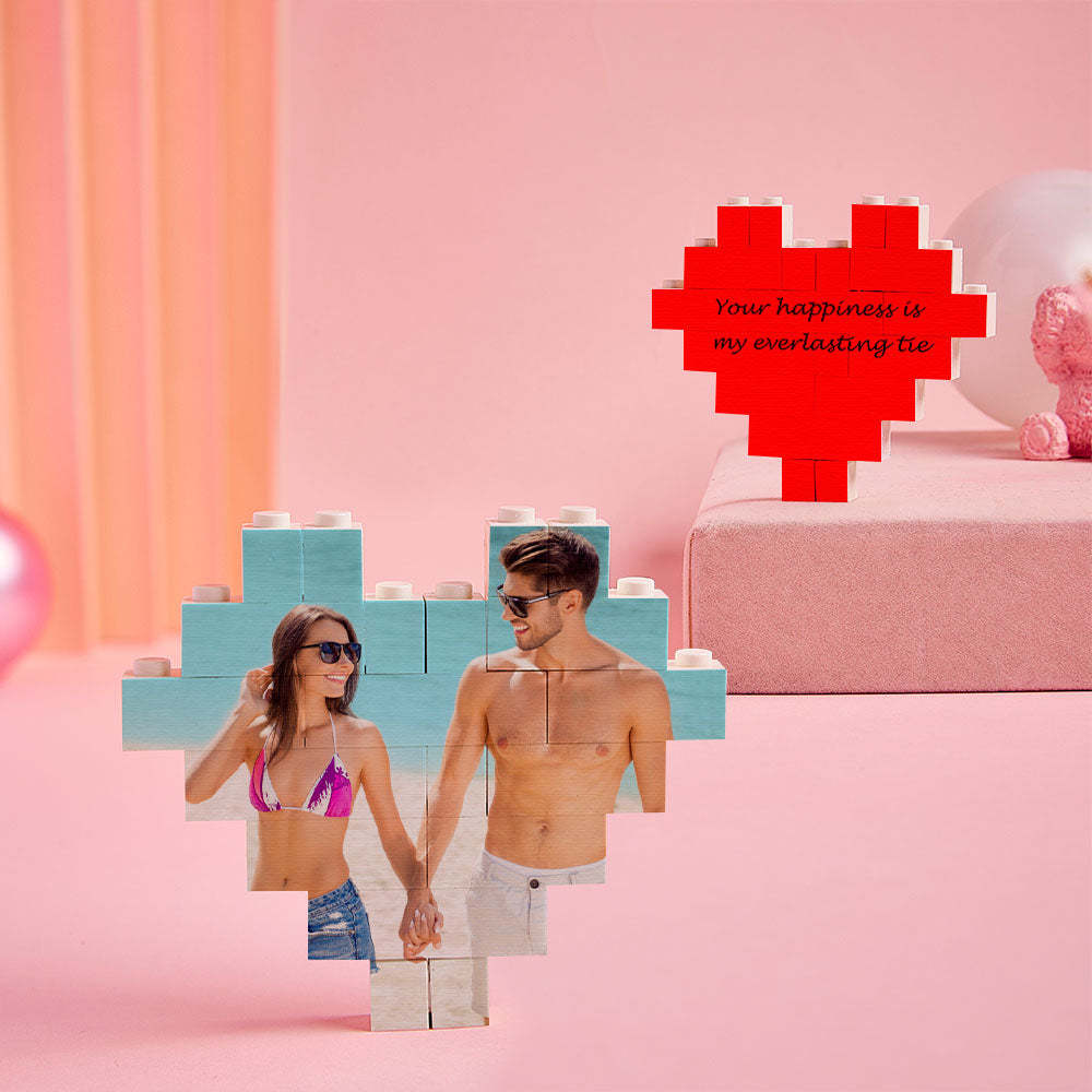 Valentine's Day Custom Photo Building Brick Personalized Heart Shape Puzzle