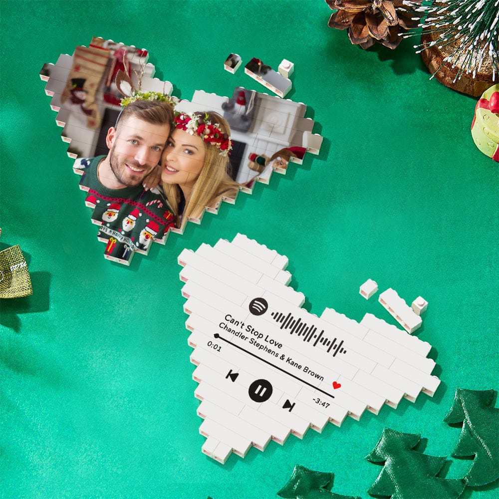 Custom Spotify Code Building Brick Personalized Photo Block Heart Shape - Giftlab