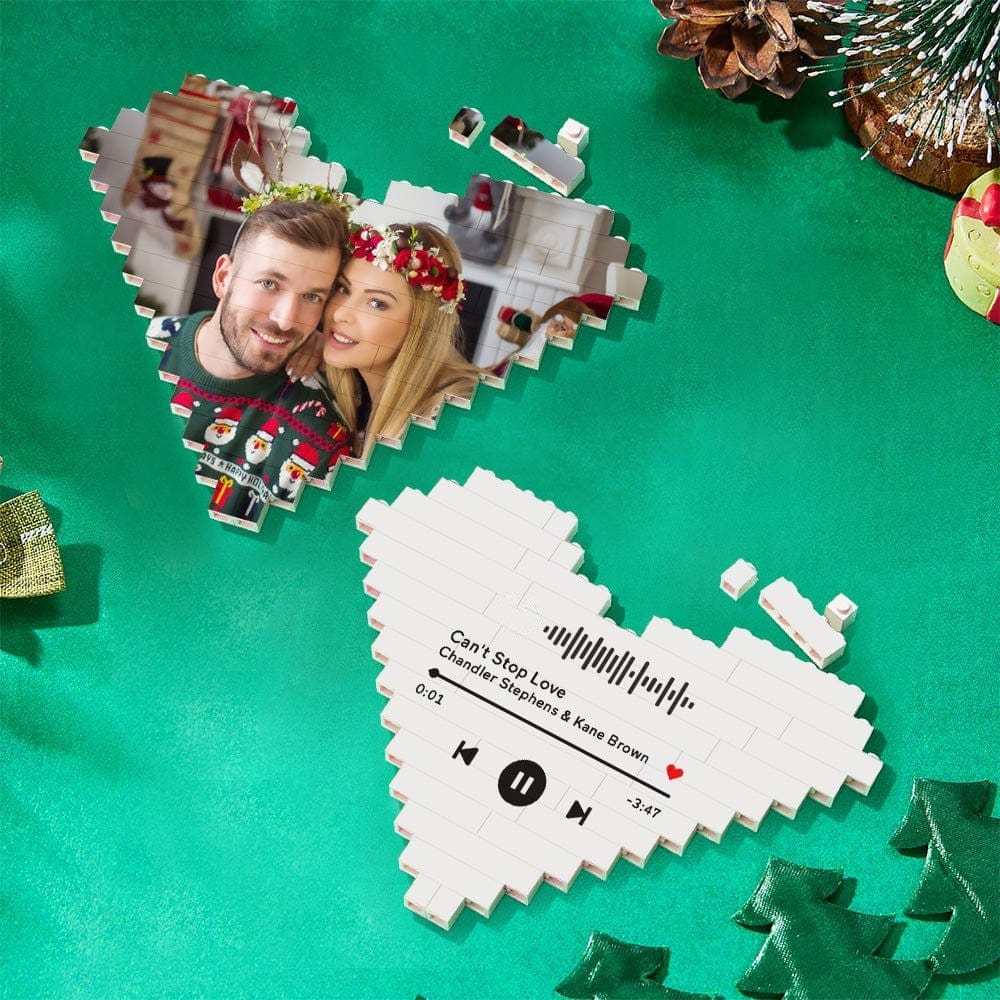 Custom Music Code Building Brick Personalized Photo Block Heart Shape - Giftlab