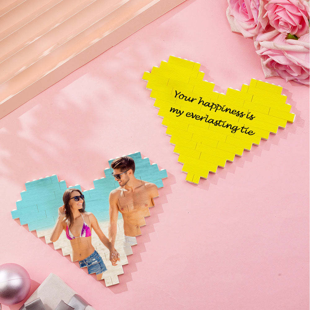 Valentine's Day Custom Photo Building Brick Personalized Heart Shape Puzzle