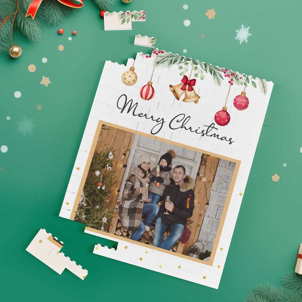 Custom Building Block Puzzle Vertical Building Photo Bricks Merry Christmas - Giftlab