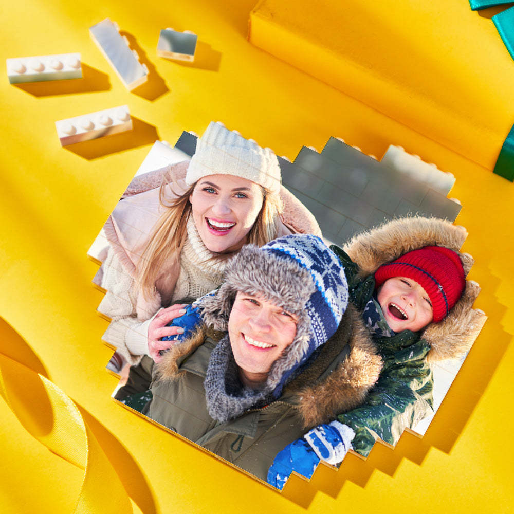 Custom Building Block Puzzle Personalized Photo Brick Octagon Shape for Family - GiftLab