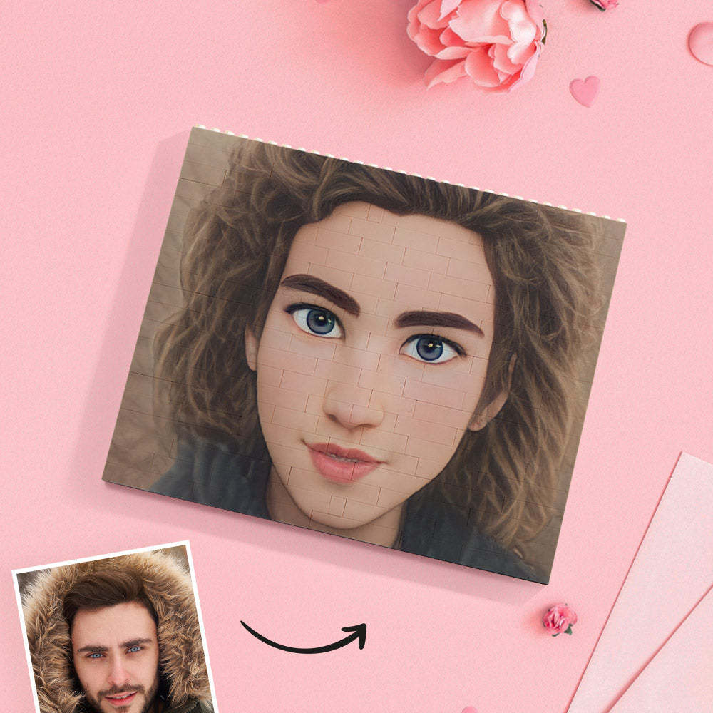 Custom Building Block Puzzle Personalized Cartoon Avatar Brick Horizontal Toy Christmas Gifts - GiftLab
