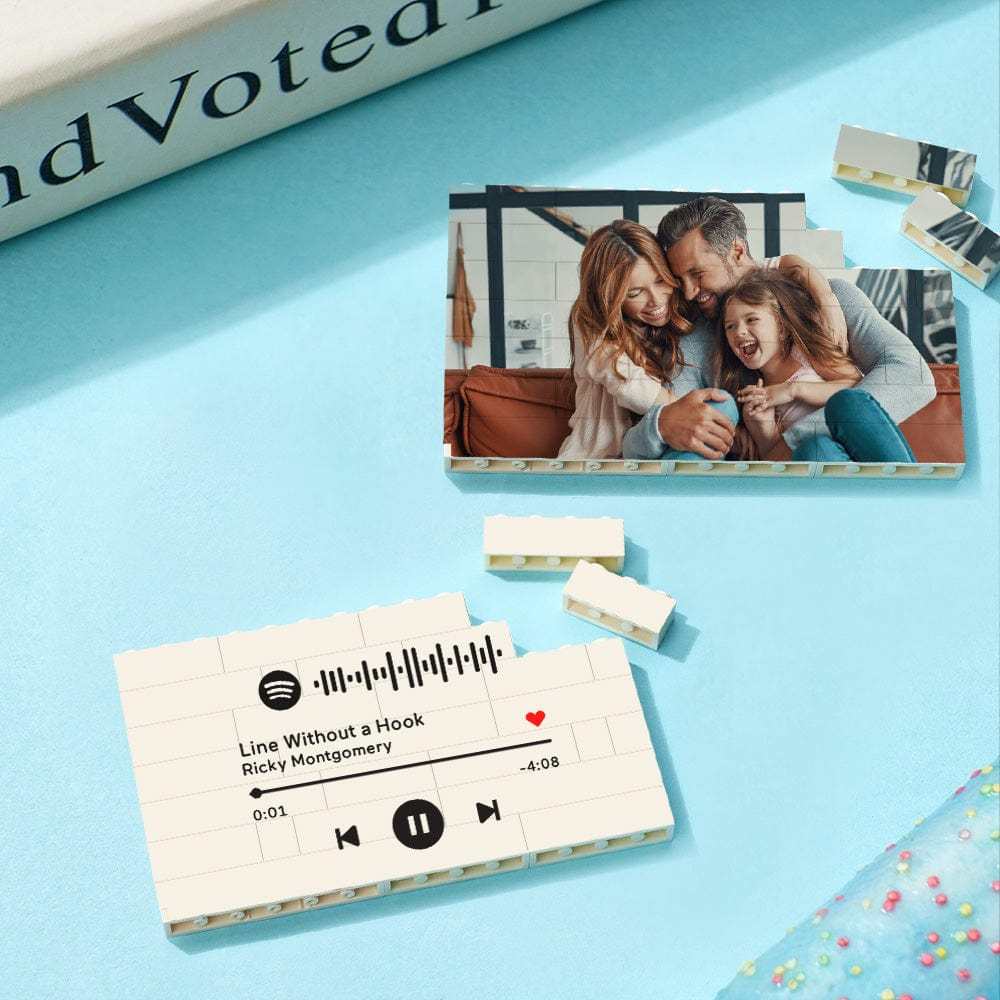 Personalized Spotify Code Custom Building Brick Photo Block Frame - Giftlab