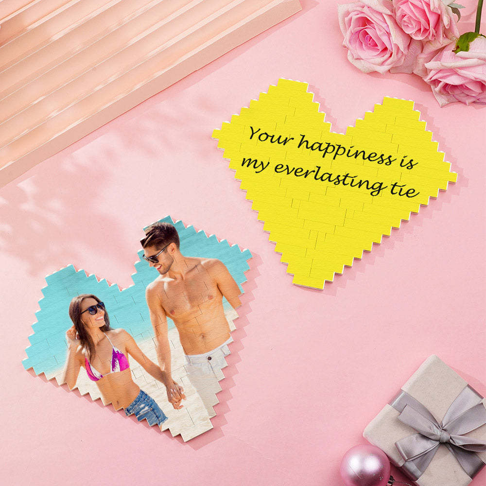 Valentine's Day Custom Photo Building Brick Personalized Heart Shape Puzzle