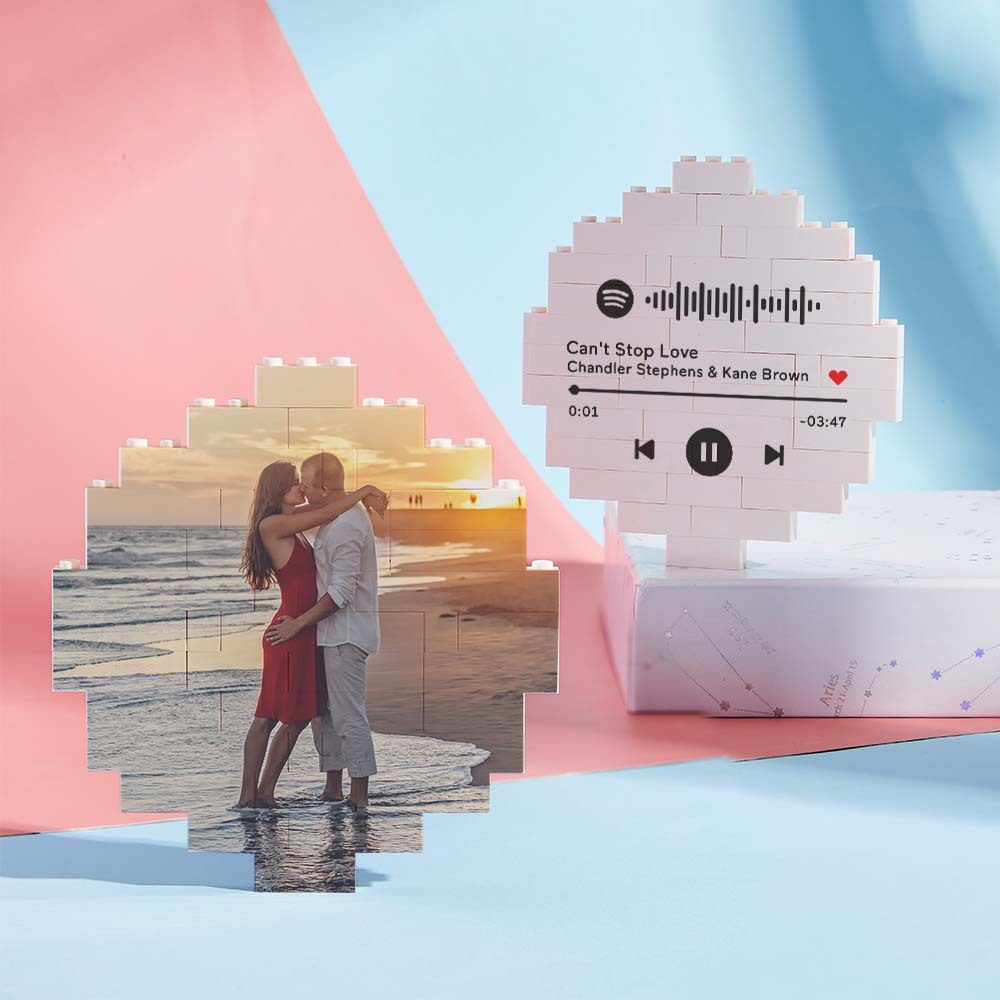 Custom Spotify Code Personalized Brick Round Building Photo Block Frame Christmas Gifts - Giftlab