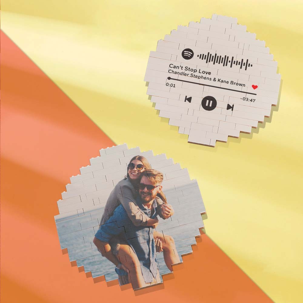 Custom Spotify Code Personalized Brick Round Building Photo Block Frame Christmas Gifts - Giftlab