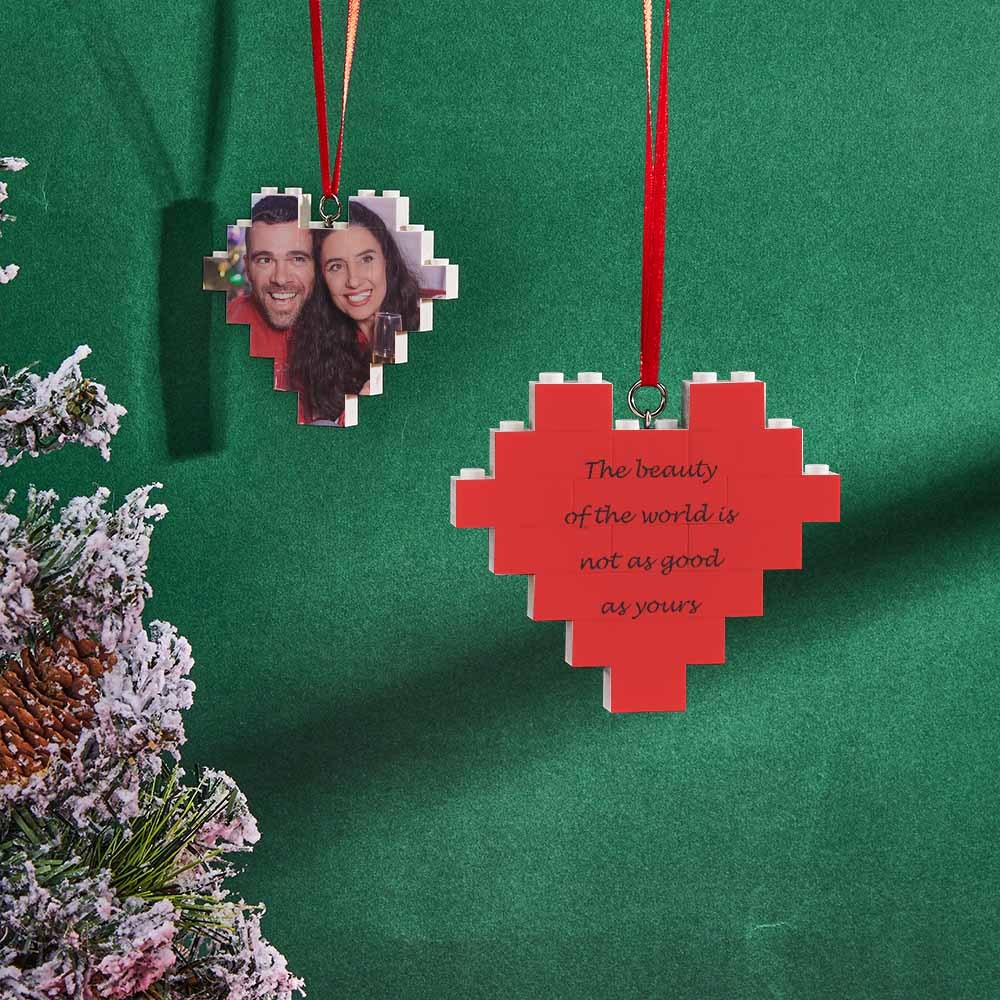 Christmas Gifts Christmas Ornament Personalized Building Brick Custom Spotify Code Heart Photo Block - Giftlab