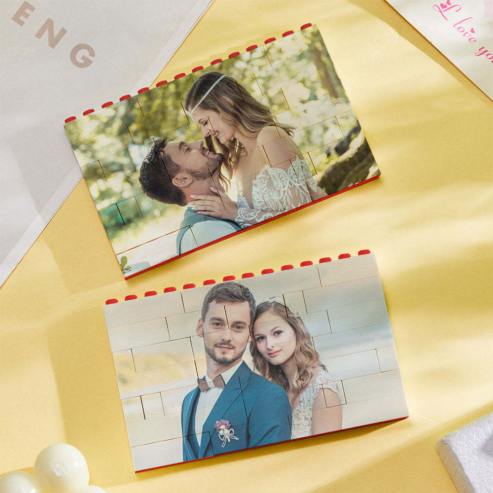 Custom Building Block Puzzle Horizontal Red Photo Building Bricks Christmas Gifts - GiftLab