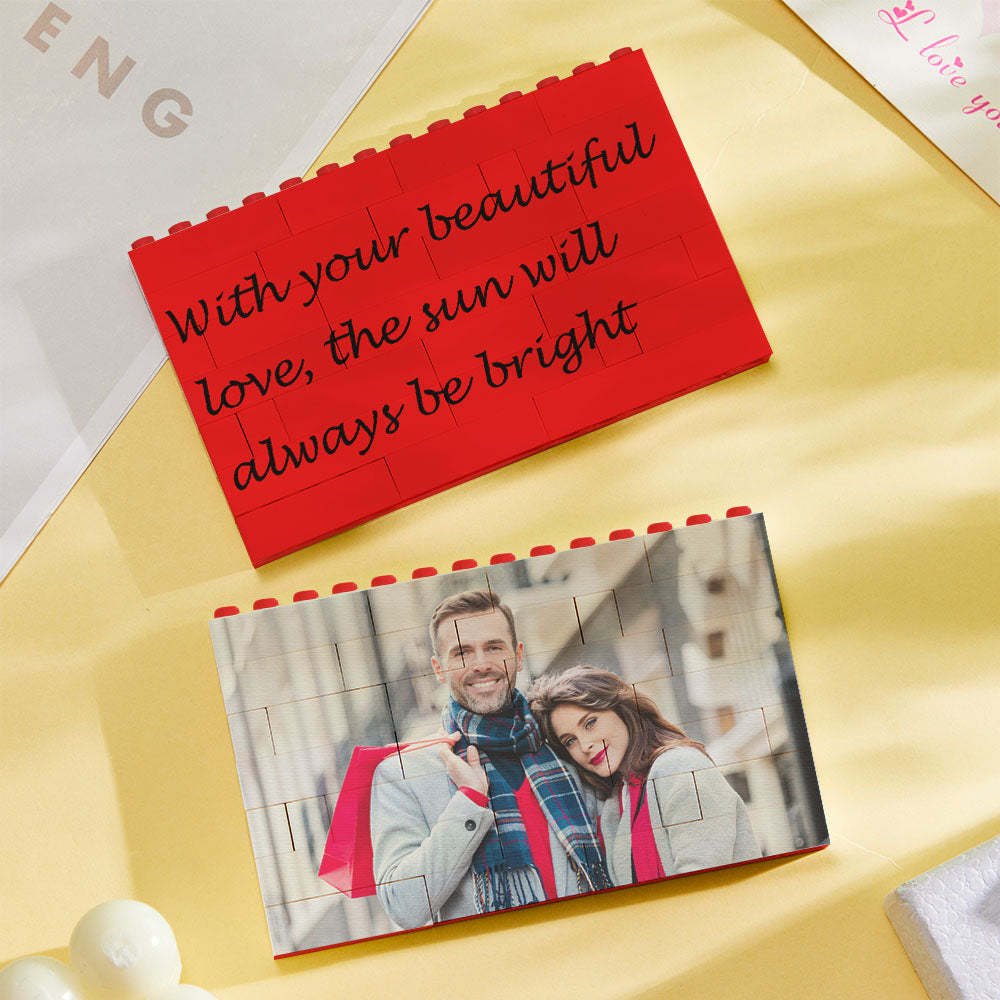 Custom Building Block Puzzle Horizontal Red Photo Building Bricks Christmas Gifts - GiftLab
