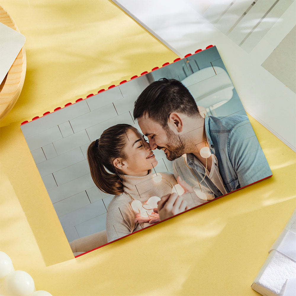 Custom Building Block Puzzle Horizontal Red Photo Building Bricks Christmas Gifts - GiftLab