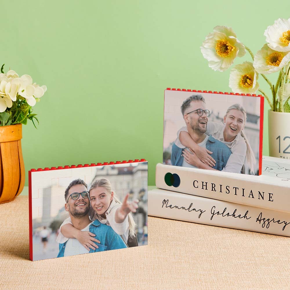 Custom Building Block Puzzle Horizontal Red Photo Building Bricks Christmas Gifts - GiftLab
