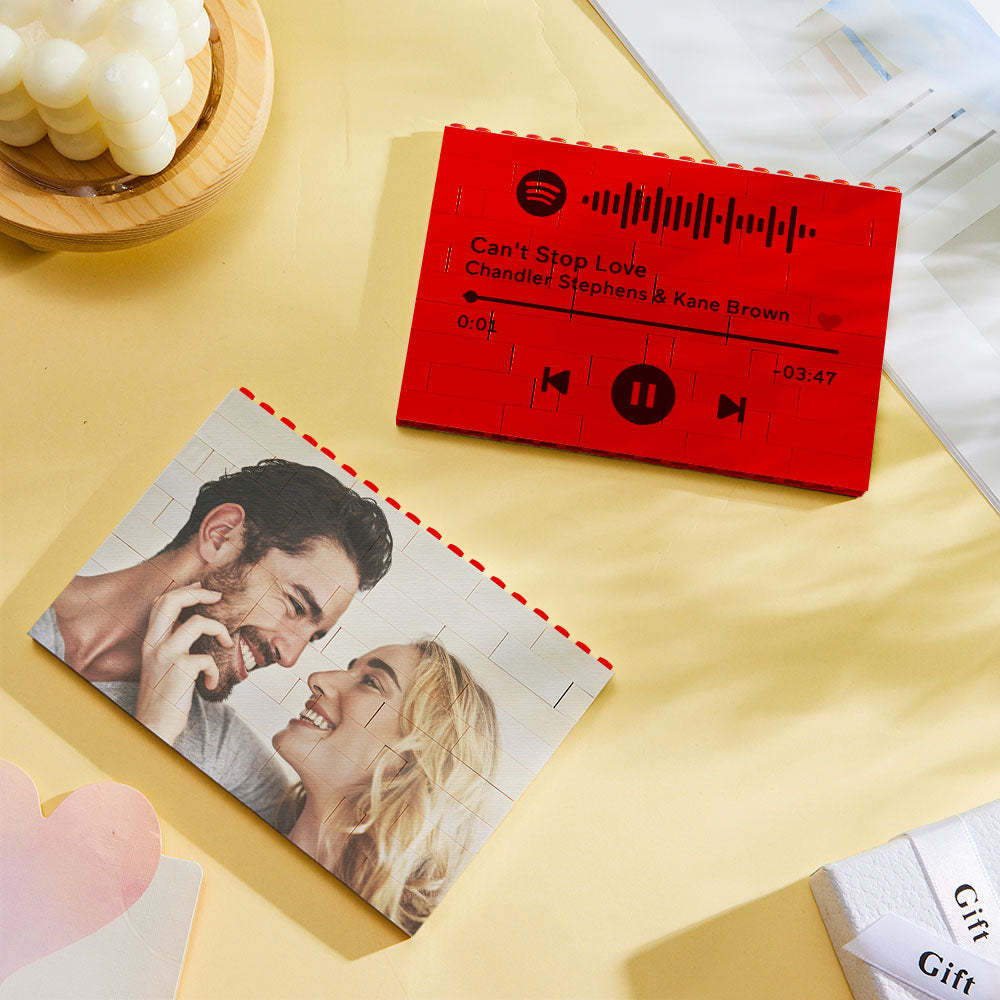 Custom Building Block Puzzle Horizontal Red Photo Building Bricks Christmas Gifts - GiftLab