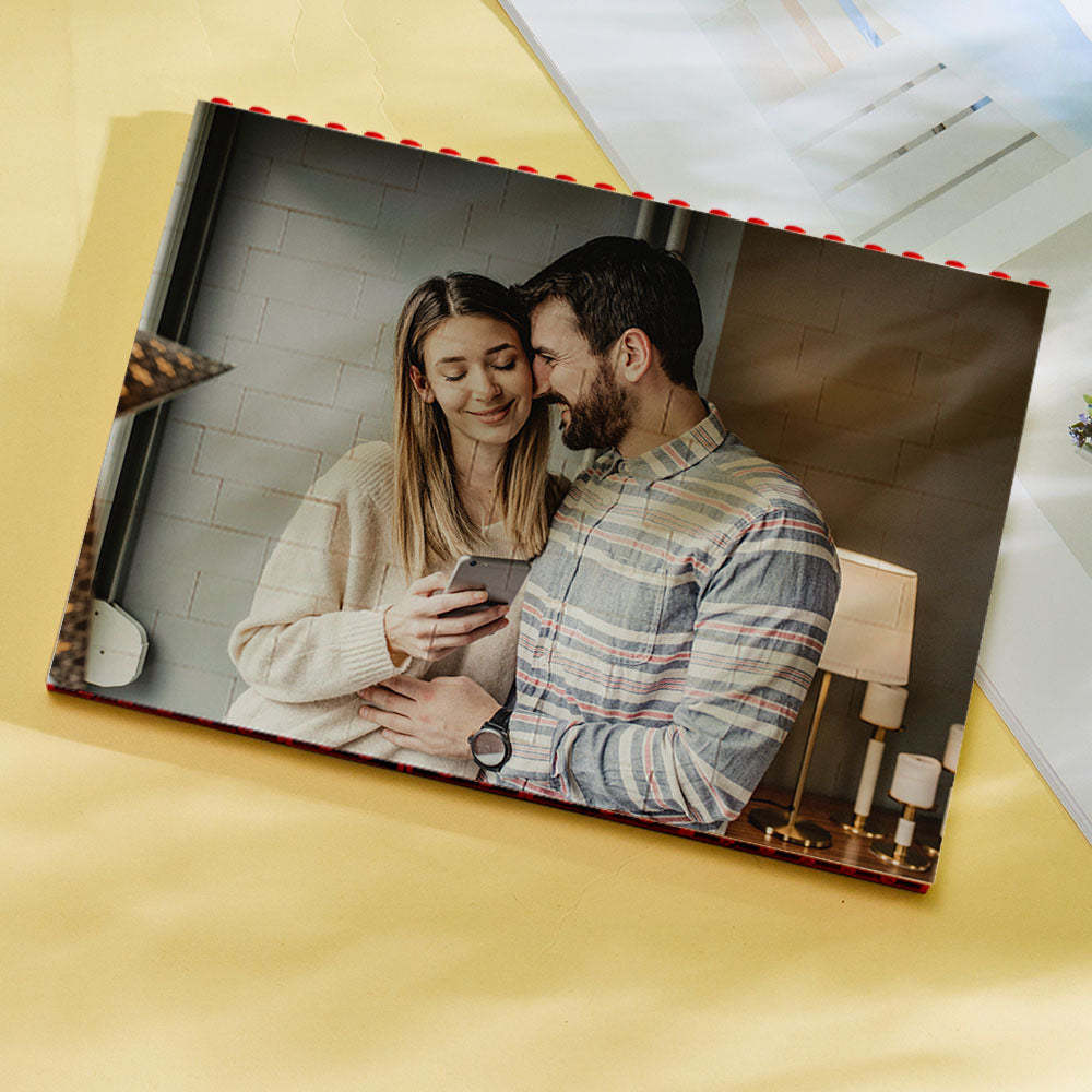 Custom Building Block Puzzle Horizontal Red Photo Building Bricks Christmas Gifts - GiftLab