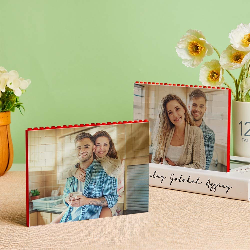 Custom Building Block Puzzle Horizontal Red Photo Building Bricks Christmas Gifts - GiftLab