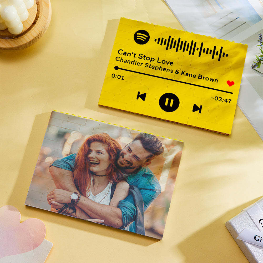 Custom Yellow Building Block Puzzle Horizontal Photo Bricks Gifts for Lover - GiftLab