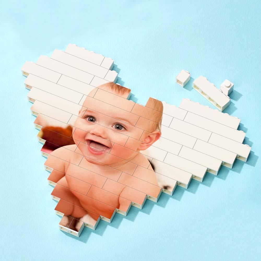 Custom Building Brick Puzzle Engraving Personalized Heart Shaped Photo Block Gift For Children's Day - Mycustombrickheadz