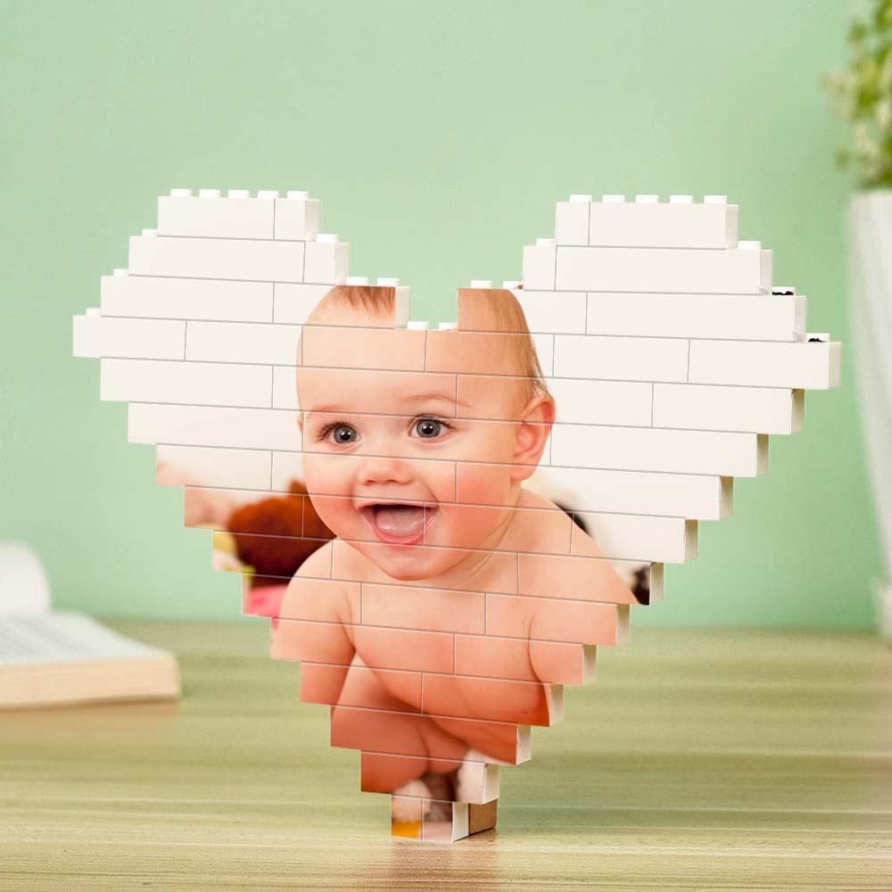 Custom Building Brick Puzzle Engraving Personalized Heart Shaped Photo Block Gift For Children's Day - Mycustombrickheadz