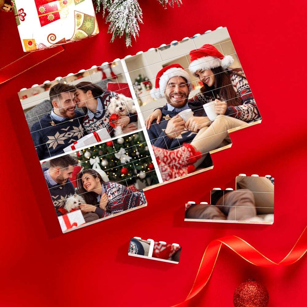 Christmas Gifts Personalized Multiphoto Building Brick Custom Photo Block Square Shape - Giftlab