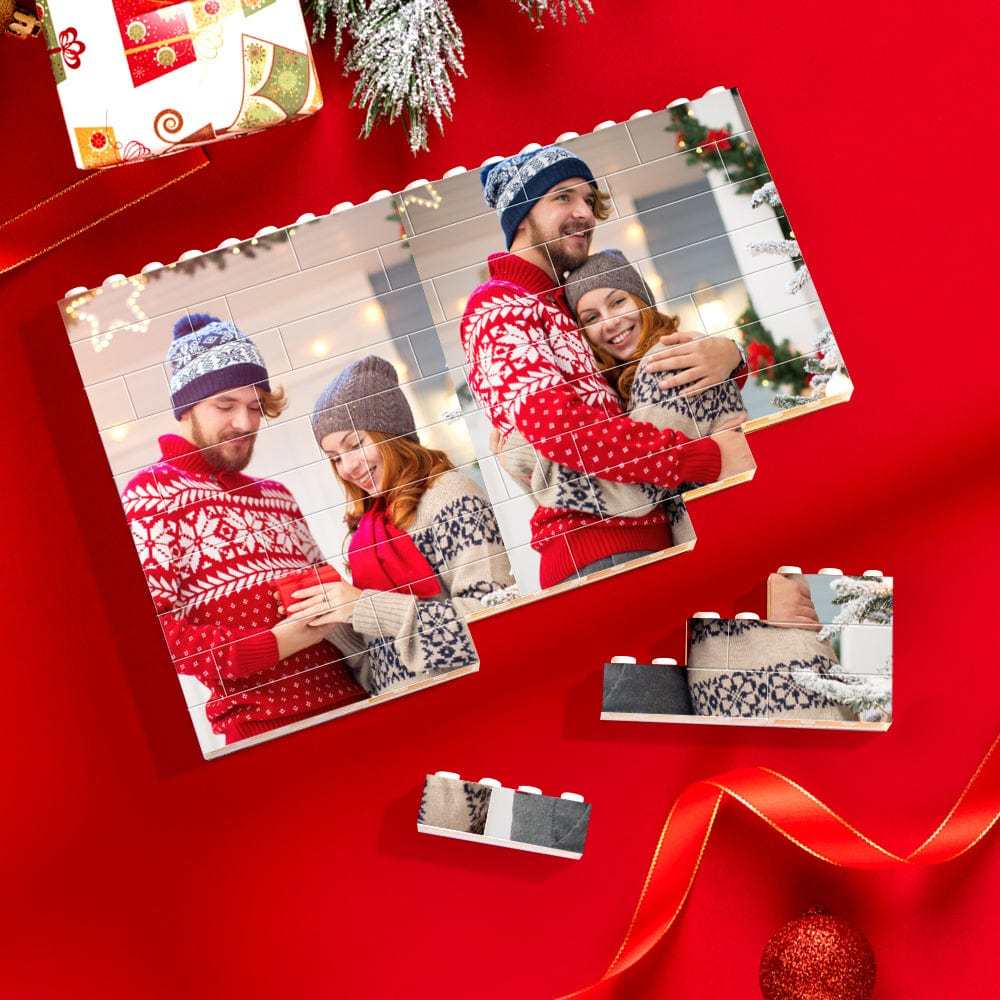 Christmas Gifts Personalized Multiphoto Building Brick Custom Photo Block Square Shape - Giftlab