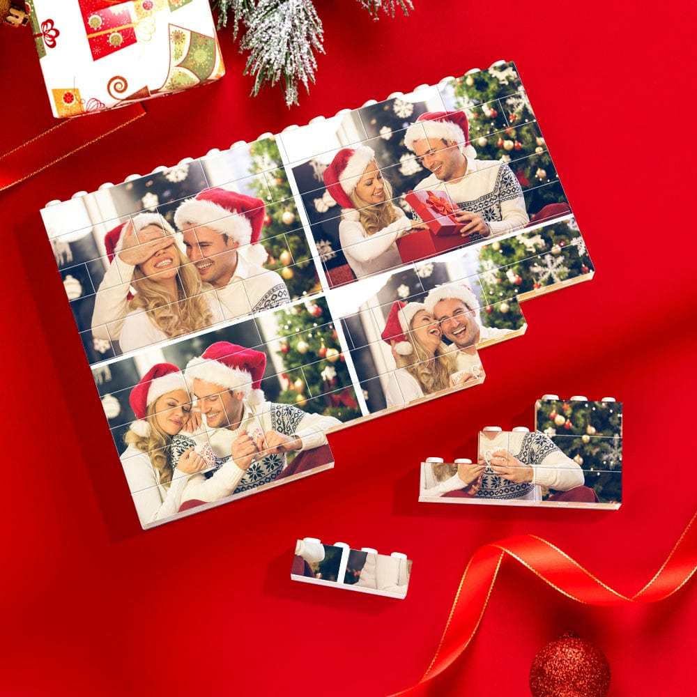 Christmas Gifts Personalized Multiphoto Building Brick Custom Photo Block Square Shape - Giftlab