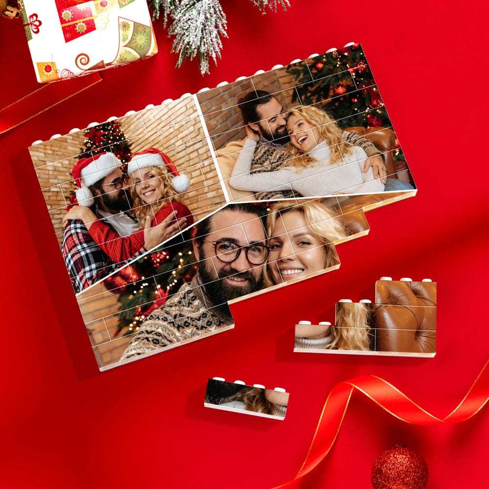 Christmas Gifts Personalized Multiphoto Building Brick Custom Photo Block Square Shape - Giftlab