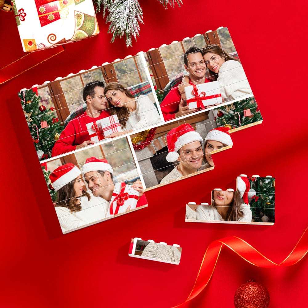 Christmas Gifts Personalized Multiphoto Building Brick Custom Photo Block Square Shape - Giftlab