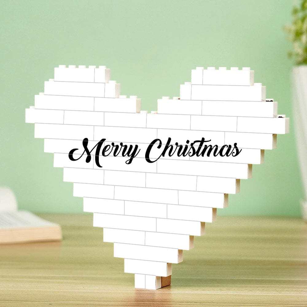 Custom Building Brick Personalized Photo & Text Block Heart Shaped Christmas Gifts - Giftlab