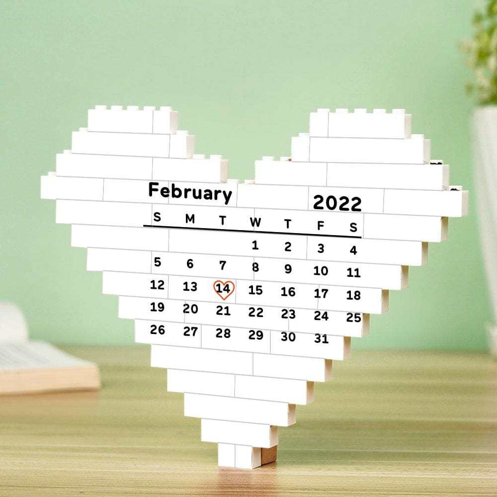 Custom Building Brick Puzzle Personalized Heart Shaped Photo & Special Date Block Gift for Couples - Giftlab