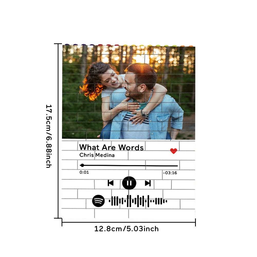 Personalised Colors Building Brick With Spotify Code Custom Photo Block Brick Puzzles Gifts For Couple - Giftlab