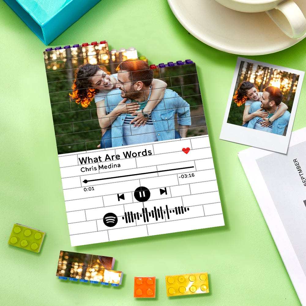 Personalised Colors Building Brick With Spotify Code Custom Photo Block Brick Puzzles Gifts For Couple - Giftlab