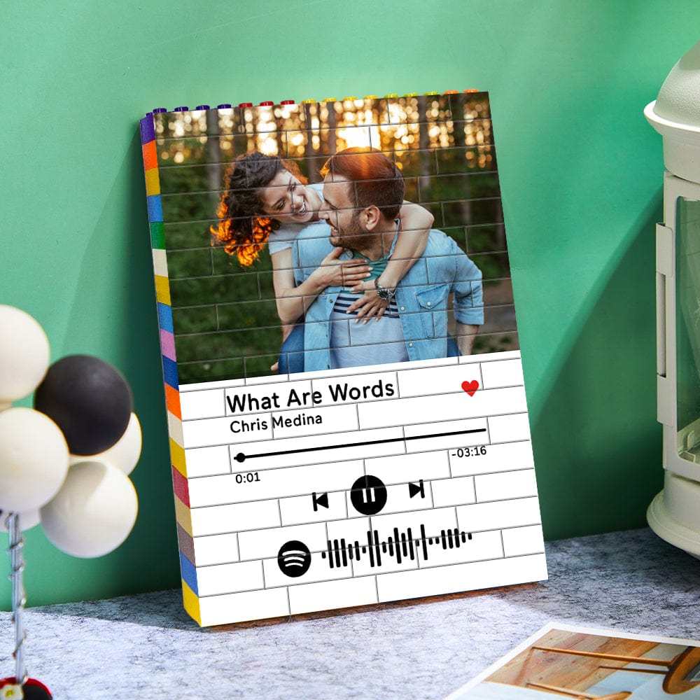 Personalised Colors Building Brick With Spotify Code Custom Photo Block Brick Puzzles Gifts For Couple - Giftlab