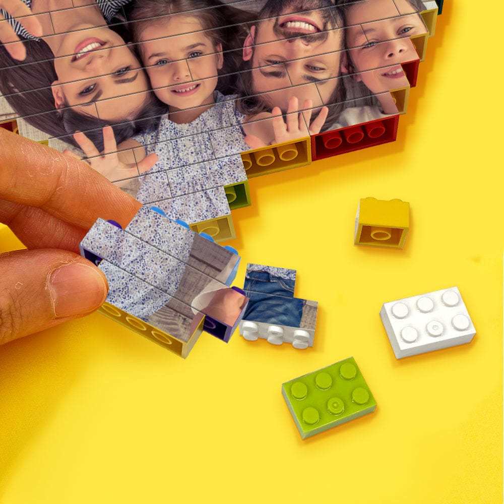 Personalised Heart Shaped Building Brick Custom Photo Block Colors Brick Puzzles Gifts - Giftlab