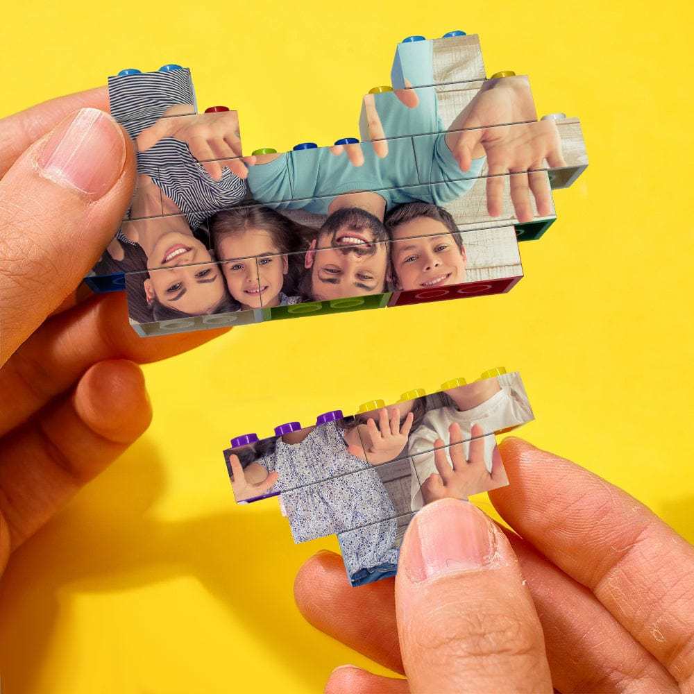 Personalised Heart Shaped Building Brick Custom Photo Block Colors Brick Puzzles Gifts - Giftlab
