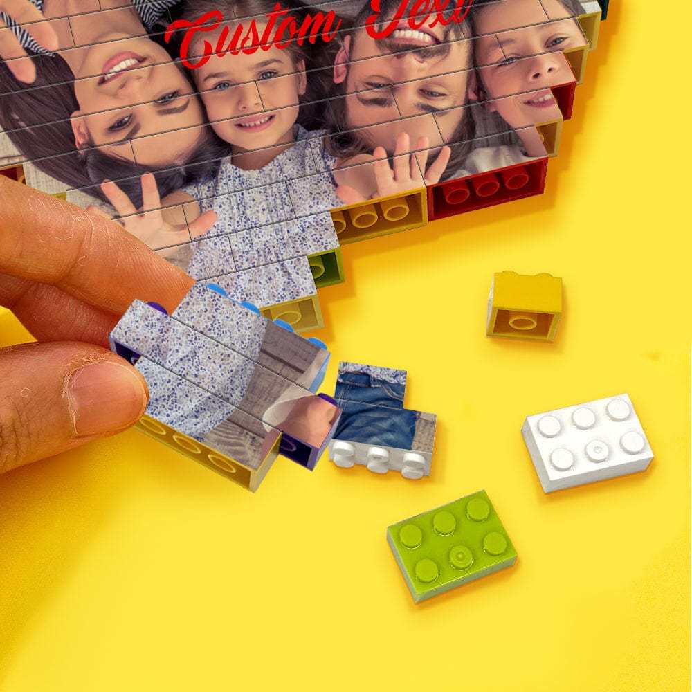 Personalised Heart Shaped Building Brick Custom Photo Block Colors Brick Puzzles Gifts - Giftlab