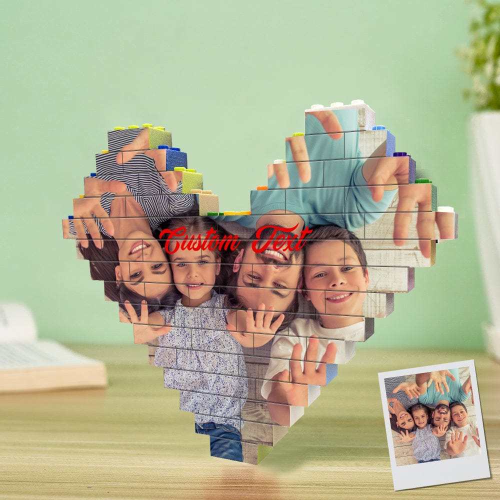 Personalised Heart Shaped Building Brick Custom Photo Block Colors Brick Puzzles Gifts - Giftlab